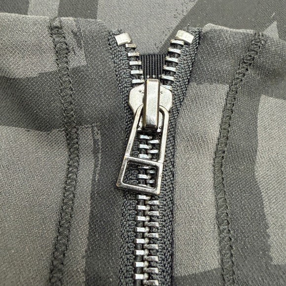 Porto San Francisco Jacket Women 1 Grey Black Grid Zip Up Stretch Funnel Neck - Picture 4 of 11